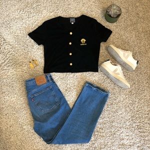 Versace Women’s Blouse with Gold Embroider Small